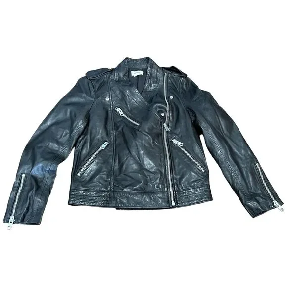 Zadig & Voltaire Loon Spi Biker Jacket Womens Small Black Lamb Leather‎ NWT - Picture 4 of 16